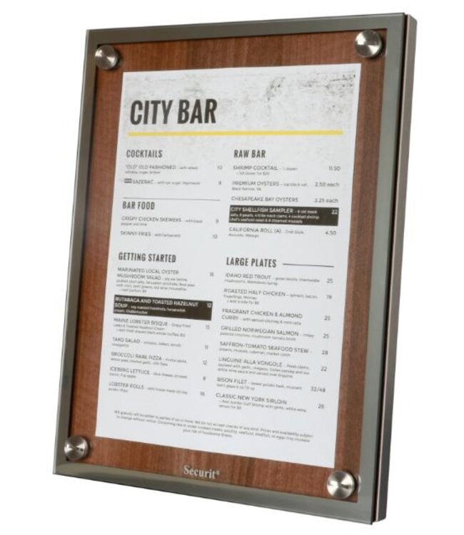 Informatiebord Glass Star | A4 | Walnoot | Glasplaat | 36,8x28x3cm