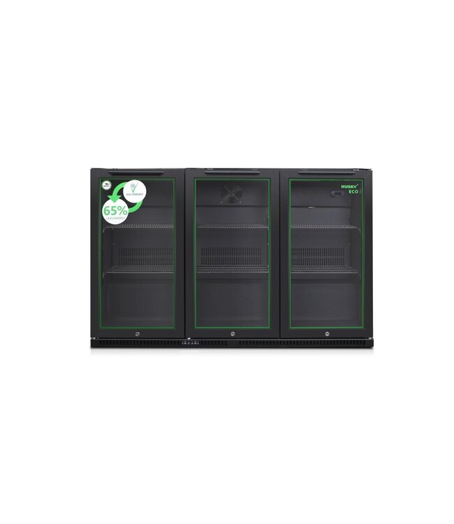 Barkoeling Horeca ECO | 3 klapdeuren | Zwart | 350L | (H)86,5x(B)135x(D)52