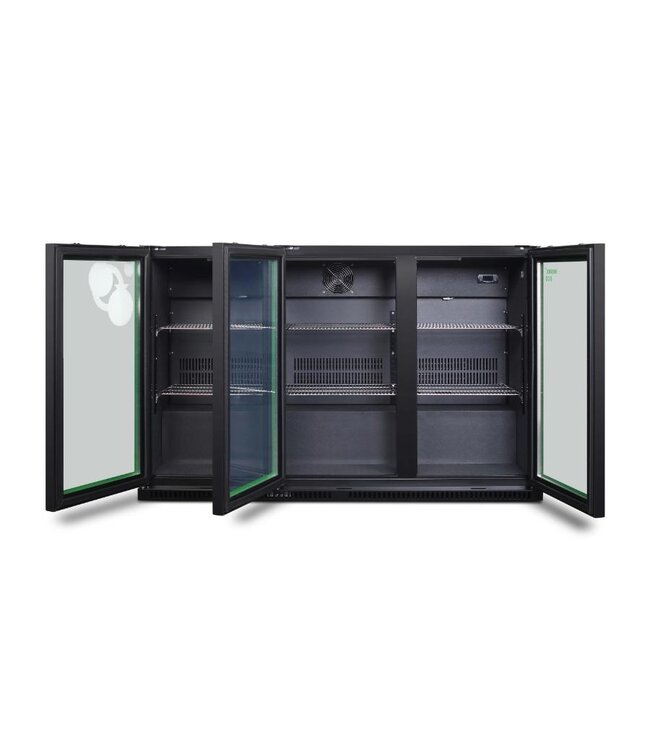 Barkoeling Horeca ECO | 3 klapdeuren | Zwart | 350L | (H)86,5x(B)135x(D)52