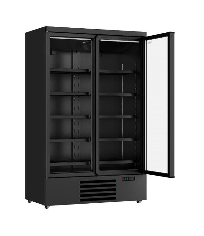 Zwarte koelkast met 2 glazen deuren | Side-by-side | 1000L | (H)199,7x125,3x71cm