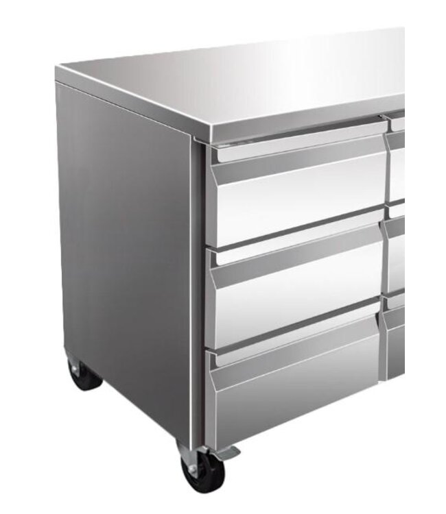 Koelwerkbank Chef Line | 2 Deurs | RVS | Met wielen | (H)85x136x70cm