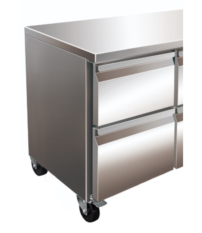 Koelwerkbank Chef Line | 3 Deurs | RVS | Met wielen | (H)85x179,5x70cm