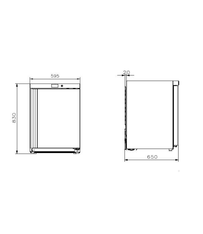 Vrieskast Chef line | 113L | RVS | Laag model | (H)87x60x61,5cm