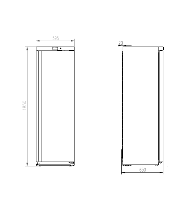 Hoge Koelkast Chef Line | 305L | RVS | (H)187x60x61,5cm