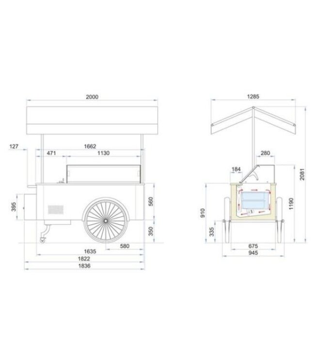 IJskar Carrettino met wielen | Bruin | 6+6x 5L | (H)208,1x(B)200x(D)128,5cm
