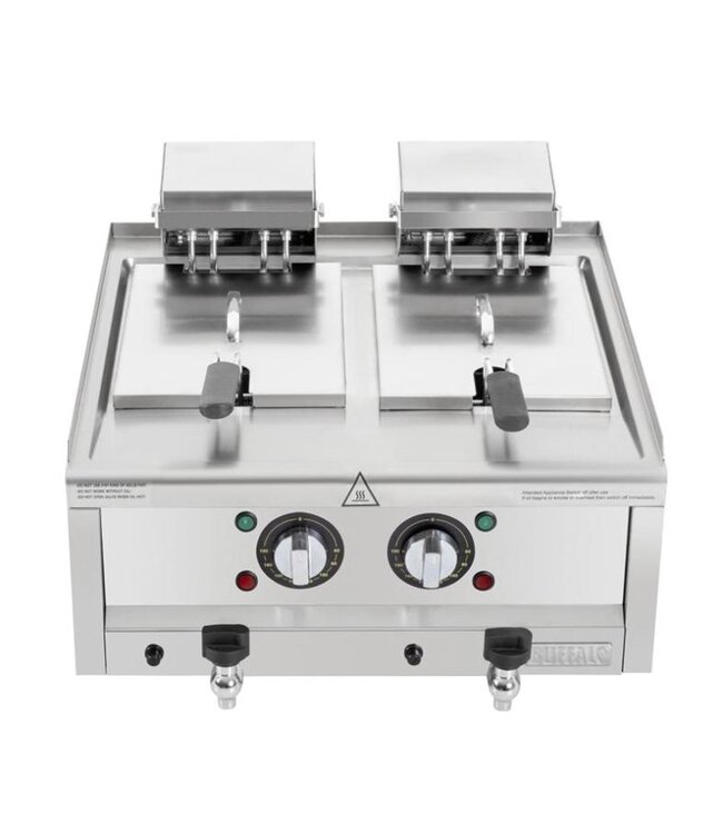 Friteuse Buffalo 600 Serie | Tafelmodel | Elektrisch | 8+8 Liter | 12kW | (B)60x(D)60x(H)24cm