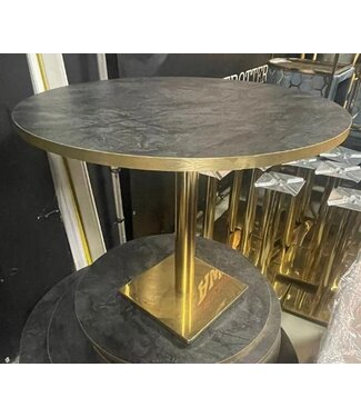 Occasion: Ronde eettafel | Marmer look met messing/gouden onderstel | Ø80cm