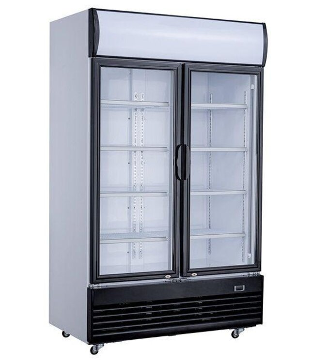 Koelkast dubbele glazen deur | Zwart | 1000L | (H)213,5x(B)120x(D)73