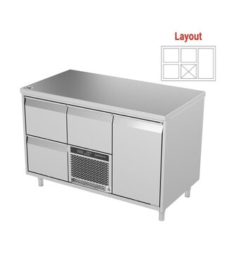 Koelwerkbank | Layout 4 | 1 Deur en 3 lades links | -5 tot 8°