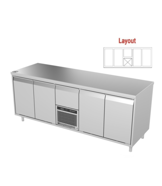 Koelwerkbank | layout 1 | 4 deurs en 1 lade | -5 tot 8°
