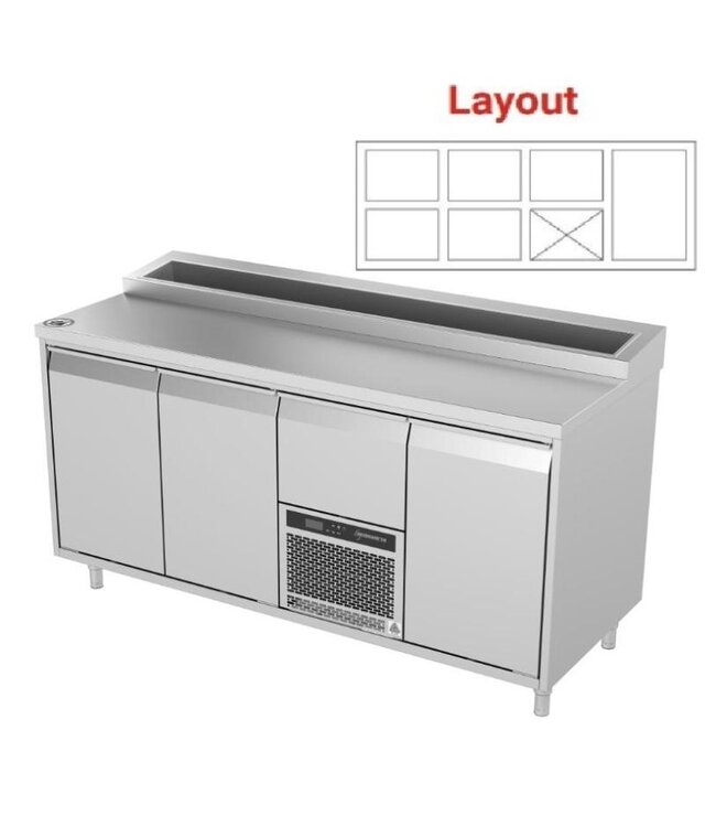 Saladette | layout 5 | 1 deurs en 5 lades | boven 10x 1/6GN | (H)85/90x(B)172x(D)70cm