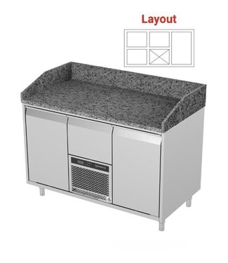 Pizza koelwerkbank | layout 4 | 1 deurs en 3 lades
