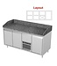 Pizza koelwerkbank | layout 5 | 1 deurs en 5 lades | (H)85/90x(B)172x(D)70cm
