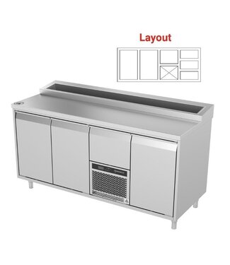 Pizzawerkbank | layout 6 | boven 10x 1/6GN | (H)85/90x(B)172x(D)70cm