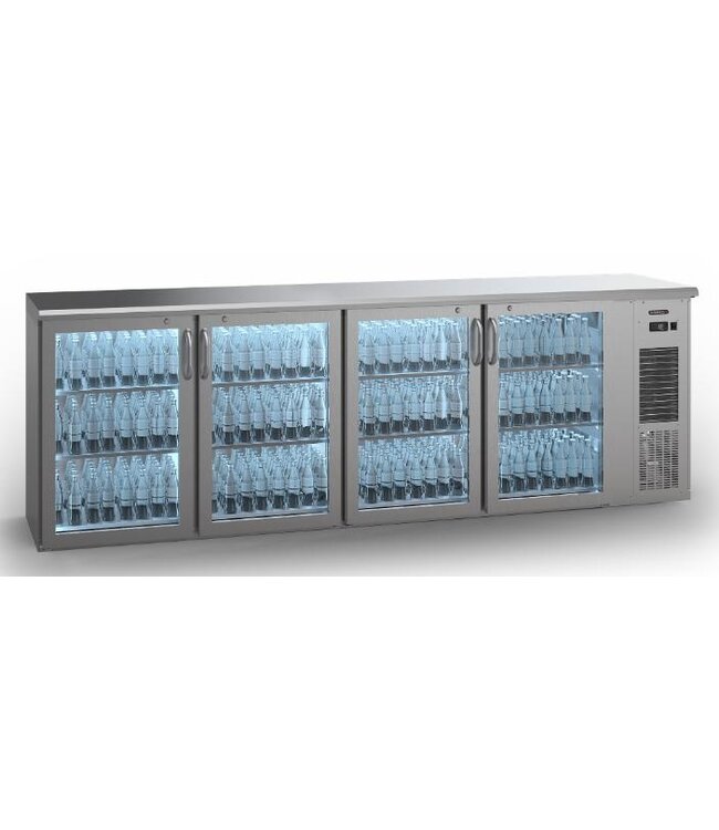 Flessenkoeling 4-deurs - Gamko - E3/2222GMUCS -  glasdeur - stekkerklaar - chroomstaal