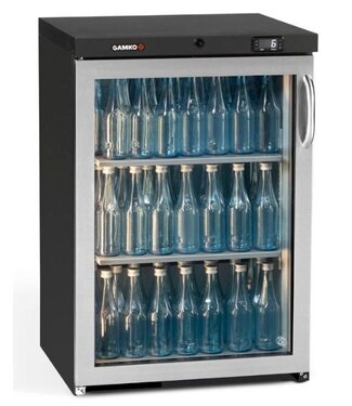 Gamko Flessenkoeling standaard | Gamko MG3/150LGCS | 1-Deurs | Glasdeur linksdraaiend | 150 liter | Chroomstaal