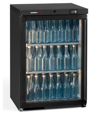 Gamko Flessenkoeling extra laag | Gamko LG3/150LG | 1-Deurs | Glasdeur linksdraaiend | 140 liter | Antraciet