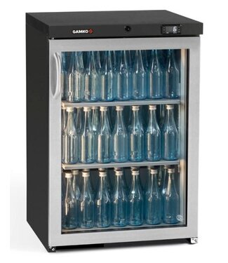 Gamko Flessenkoeling extra laag | Gamko LG3/150RGCS | 1-Deurs | Glasdeur rechtsdraaiend | 140 liter | Chroomstaal