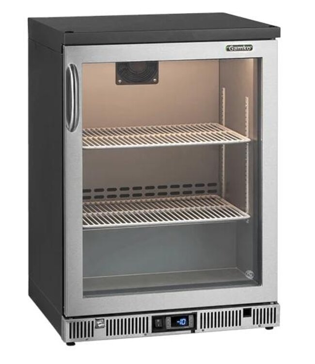 Vriezer met glazen front | Gamko GF/100RGCS | Chroomstaal | Rechtsdraaiend
