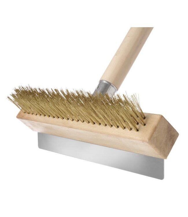 Pizza oven reinigingsborstel - 93x26cm - messingdraad