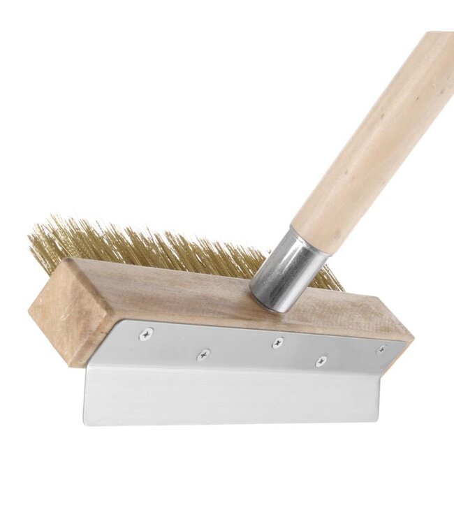 Pizza oven reinigingsborstel - 93x26cm - messingdraad