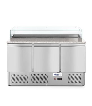 Arktic Pizza werkbank Kitchen Line | 3 Deurs | boven 8x 1/6GN | (H)115,5x(B)137,8x(D)70,2cm