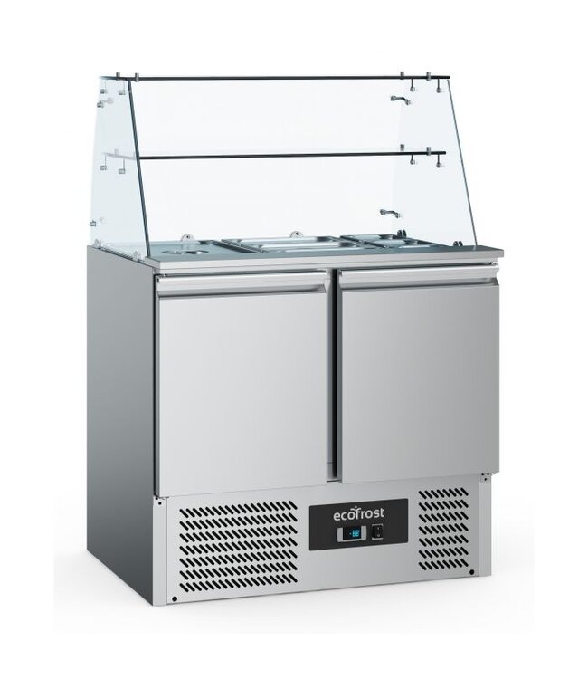 Saladette Ecofrost Statisch met glas | 2 Deuren | 2,5x1/1GN | (H)85x(B)90x(D)70
