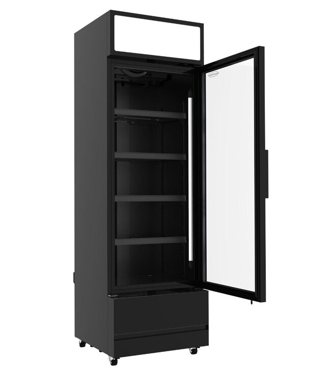 Koelkast met glazen deur | 360L | Zwart | (H)197,3x(B)61x(D)61cm