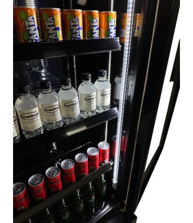 Koelkast met glazen deur | 360L | Zwart | (H)197,3x(B)61x(D)61cm