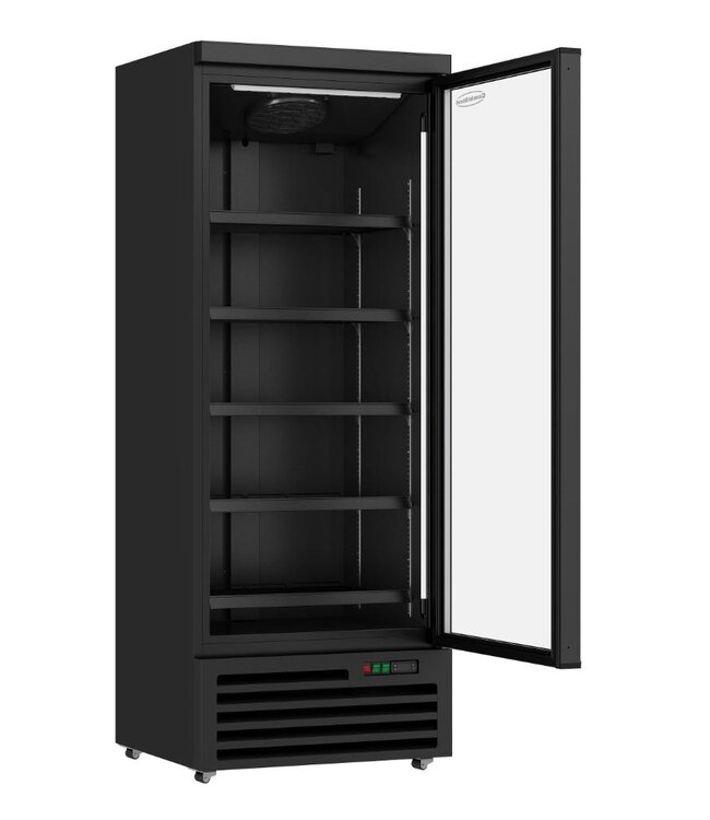 Zwarte koelkast met glazen deur | 600L | (H)199,7x(B)75x(D)71cm
