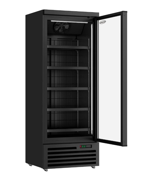 Zwarte vrieskast met glazen deur | Side-by-side | 600L | (H)199,7x75x71cm