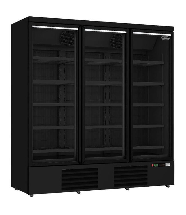 Zwarte vrieskast met 3 glazen deuren | Side-by-side | 1450L | (H)199,7x188x71cm
