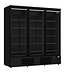 Combisteel Zwarte vrieskast met 3 glazen deuren | Side-by-side | 1450L | (H)199,7x188x71cm