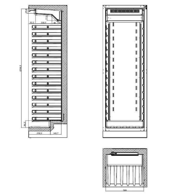 Wijnkoelkast | Enkele zone | 325 Liter | +5 tot +20 graden | 122 flessen | (H)178x(B)59,5x(D)57cm