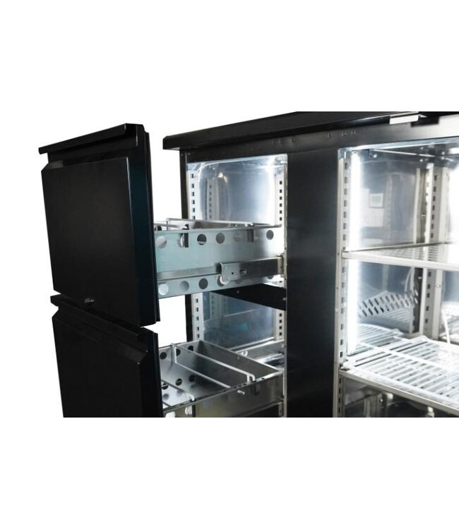 Barkoeling | 350 Liter | 1 Deur en 2 lades | Zwart | (H)86x(B)146,2x(D)51,3cm