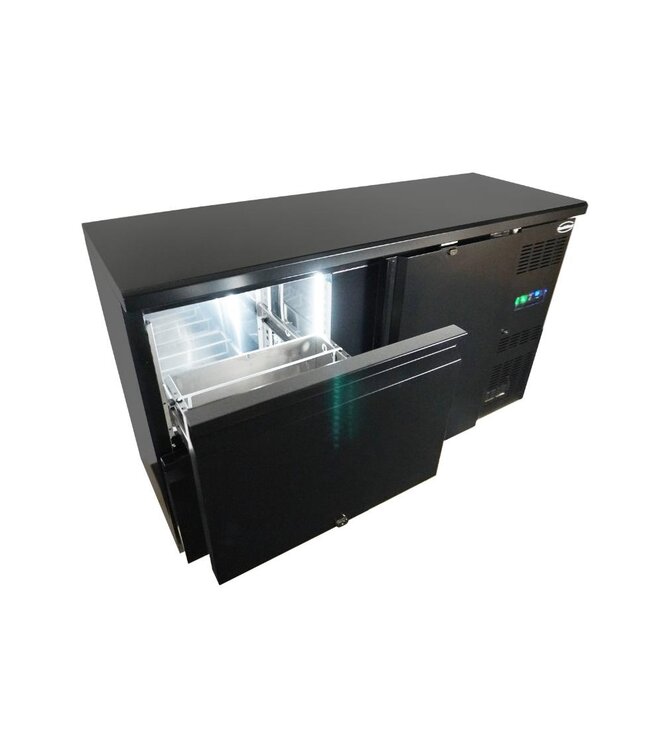 Barkoeling | 350 Liter | 1 Deur en 2 lades | Zwart | (H)86x(B)146,2x(D)51,3cm