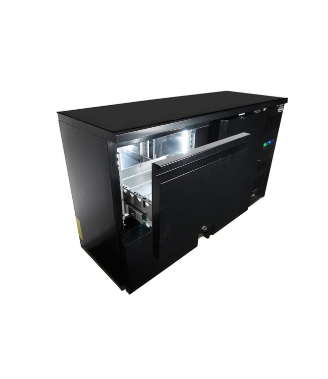 Barkoeling | 350 Liter | 1 Deur en 2 lades | Zwart | (H)86x(B)146,2x(D)51,3cm