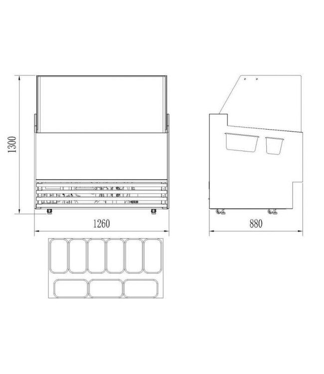 Schepijsvitrine Phuket | 9x 5L | (H)130x(B)126x(D)88cm
