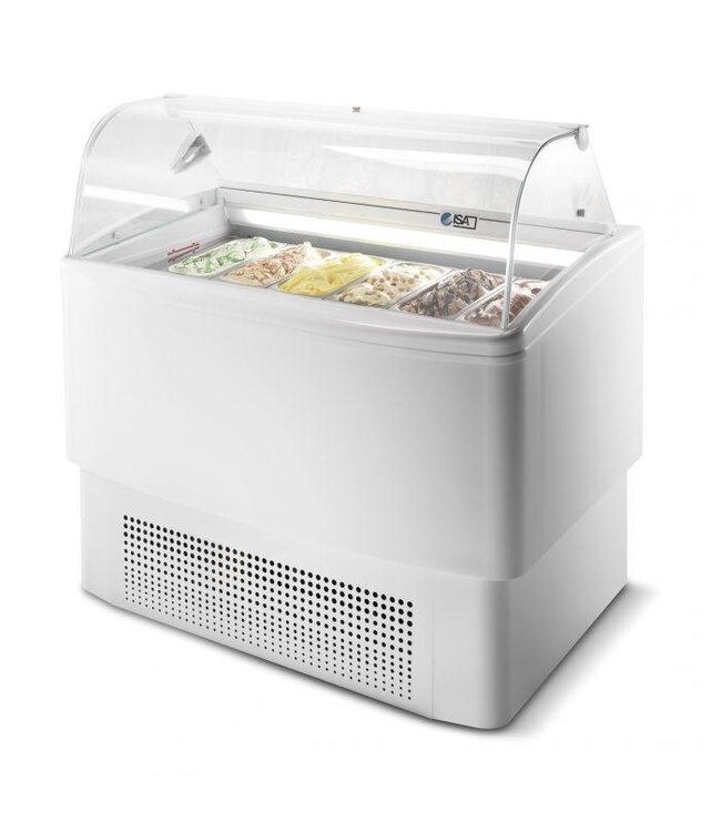 Schepijsvitrine Fiji 6 | 6+6x 5L | Gebogen glas | (H)124,7x(D)63x(B)121,4cm