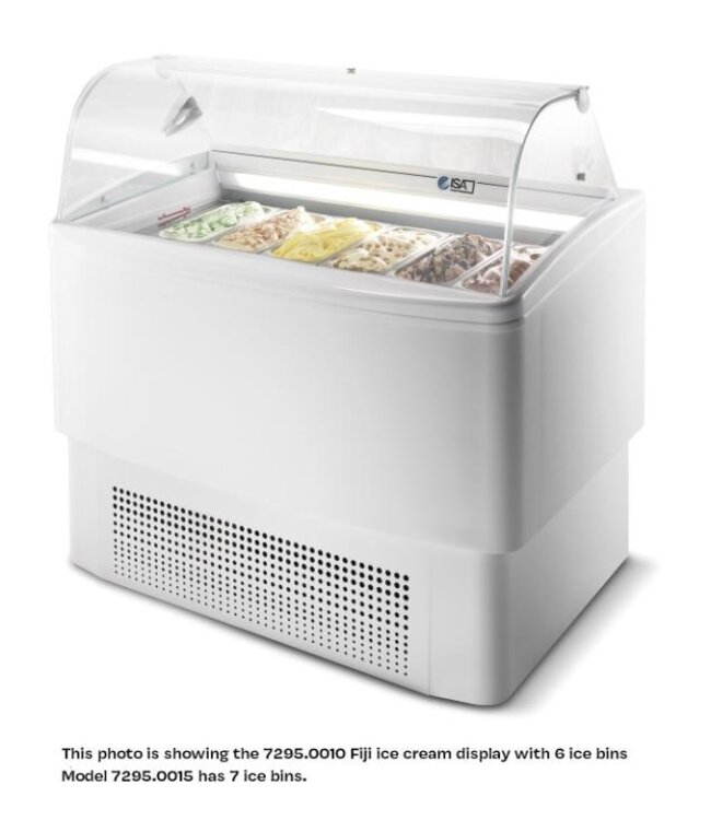 Schepijsvitrine Fiji 7 | 7+7x 5L | Gebogen glas | (H)124,7x(D)63x(B)135,4cm