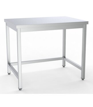 RVS Werktafel | Open onderstel | Flatpack | 85cm hoog | 60cm diep | Kies uit verschillende breedtes