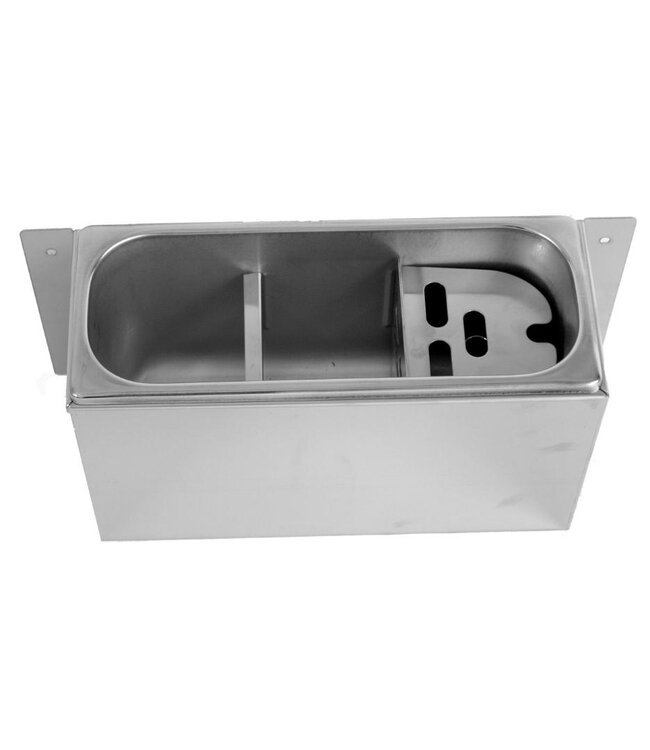 IJs schep-/spoelbak | RVS | Met wateraansluiting, afvoer en standpijp | Wandmodel