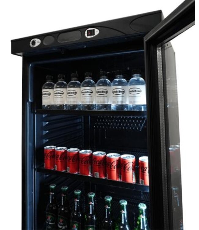 Drankenkoelkast met glazen deur | 382L | Zwart | (H)185x(B)59,5x(D)65cm