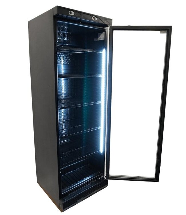 Drankenkoelkast met glazen deur | 382L | Zwart | (H)185x(B)59,5x(D)65cm