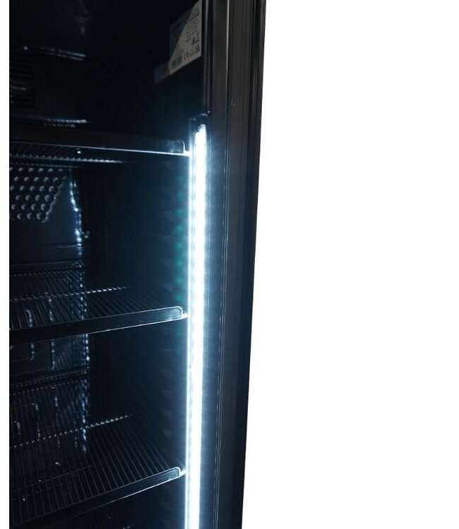 Drankenkoelkast met glazen deur | 382L | Zwart | (H)185x(B)59,5x(D)65cm