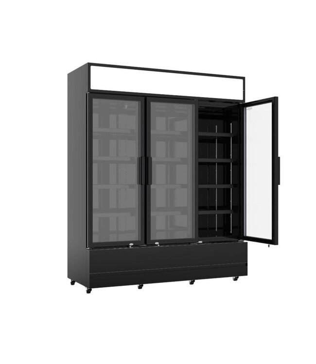 Koelkast met 3 glazen deuren | 1065L | FCU-1200 BL | Zwart | (H)197,3x(B)160x(D)61cm
