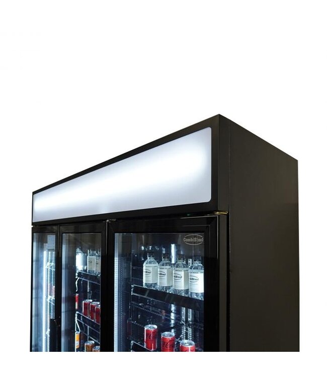 Koelkast met 3 glazen deuren | 1065L | FCU-1200 BL | Zwart | (H)197,3x(B)160x(D)61cm