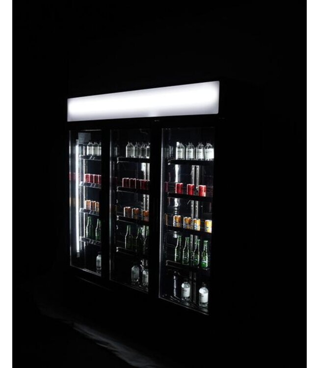 Koelkast met 3 glazen deuren | 1065L | FCU-1200 BL | Zwart | (H)197,3x(B)160x(D)61cm