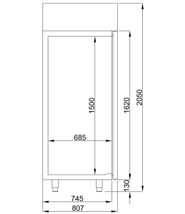 Vrieskast RVS Energy Line | Monoblock | 700L | (H)205x(B)70x(D)81cm