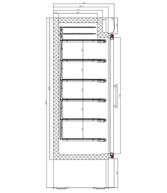 Display vrieskast met glazen deur | 578L | (H)199x68x70cm